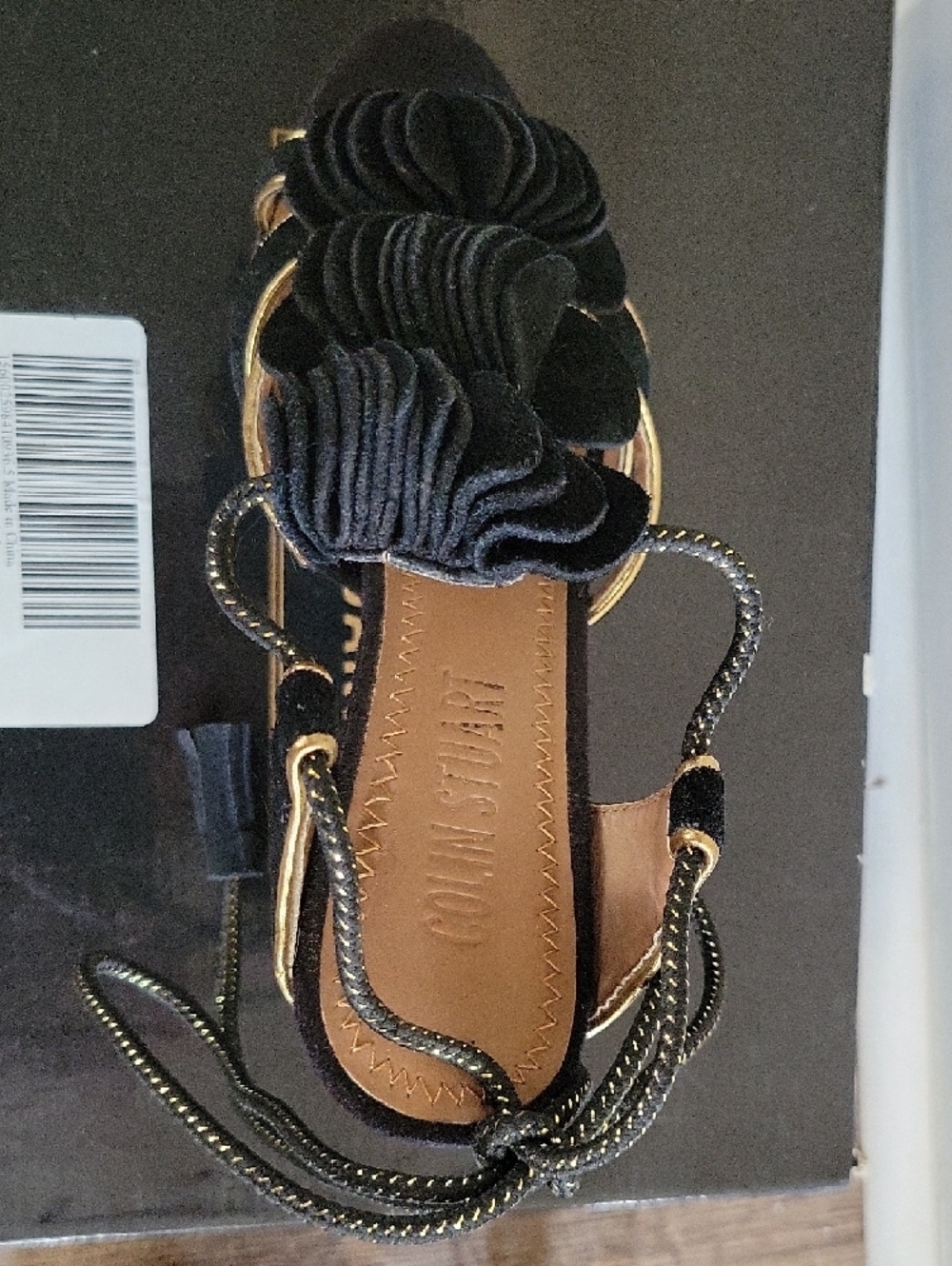 Colin Stuart for Victoria's Secret Black & Gold Heeled Tie-up Shoes - Picture 5 of 9